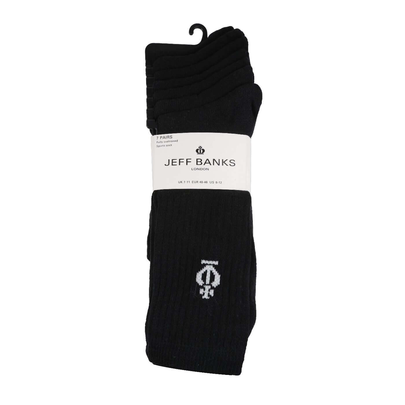 Jeff Banks Men's 7 Pack Sport Socks - Black - One Size ( 7-11 )
