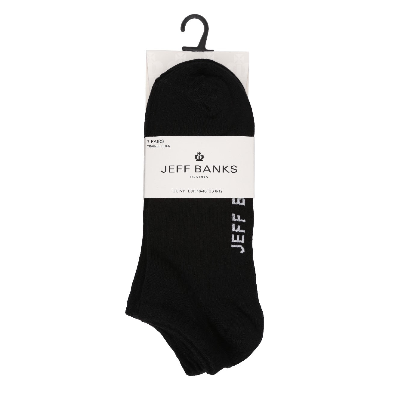 Jeff Banks Men's 7 Pack Cotton Trainer Socks - Black ( 7-11 )