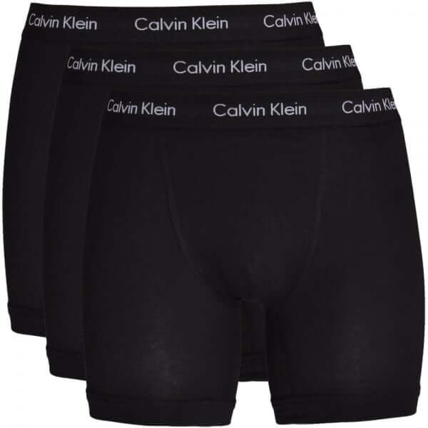 Calvin Klein 3 Pack Cotton Stretch Boxer Briefs - Black / Black, 000NB1770A