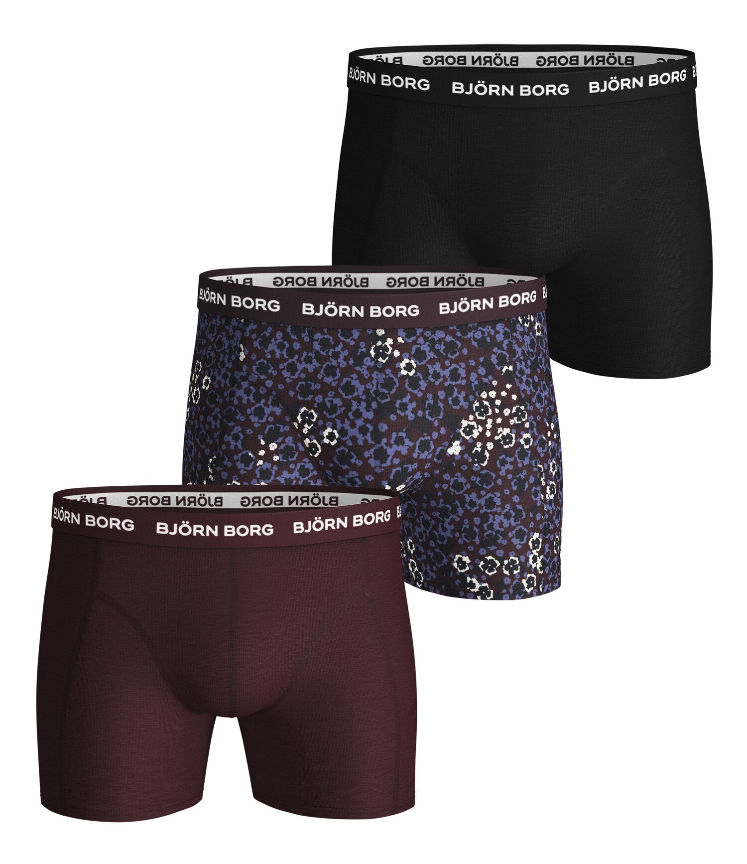 Björn Borg Men's Underwear - Disty Flower Essential Shorts 3-Pack Winetasting