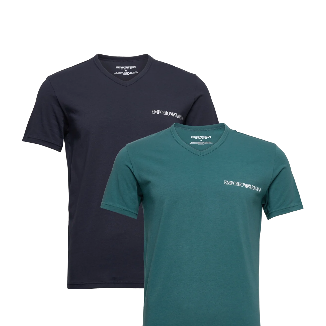 Emporio Armani 2 Pack Crew Neck T-Shirt - Marine/Mediterranea