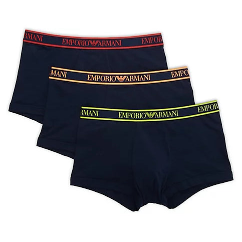 Emporio Armani 3 Pack Trunks - Stretch Cotton - Blue Marine