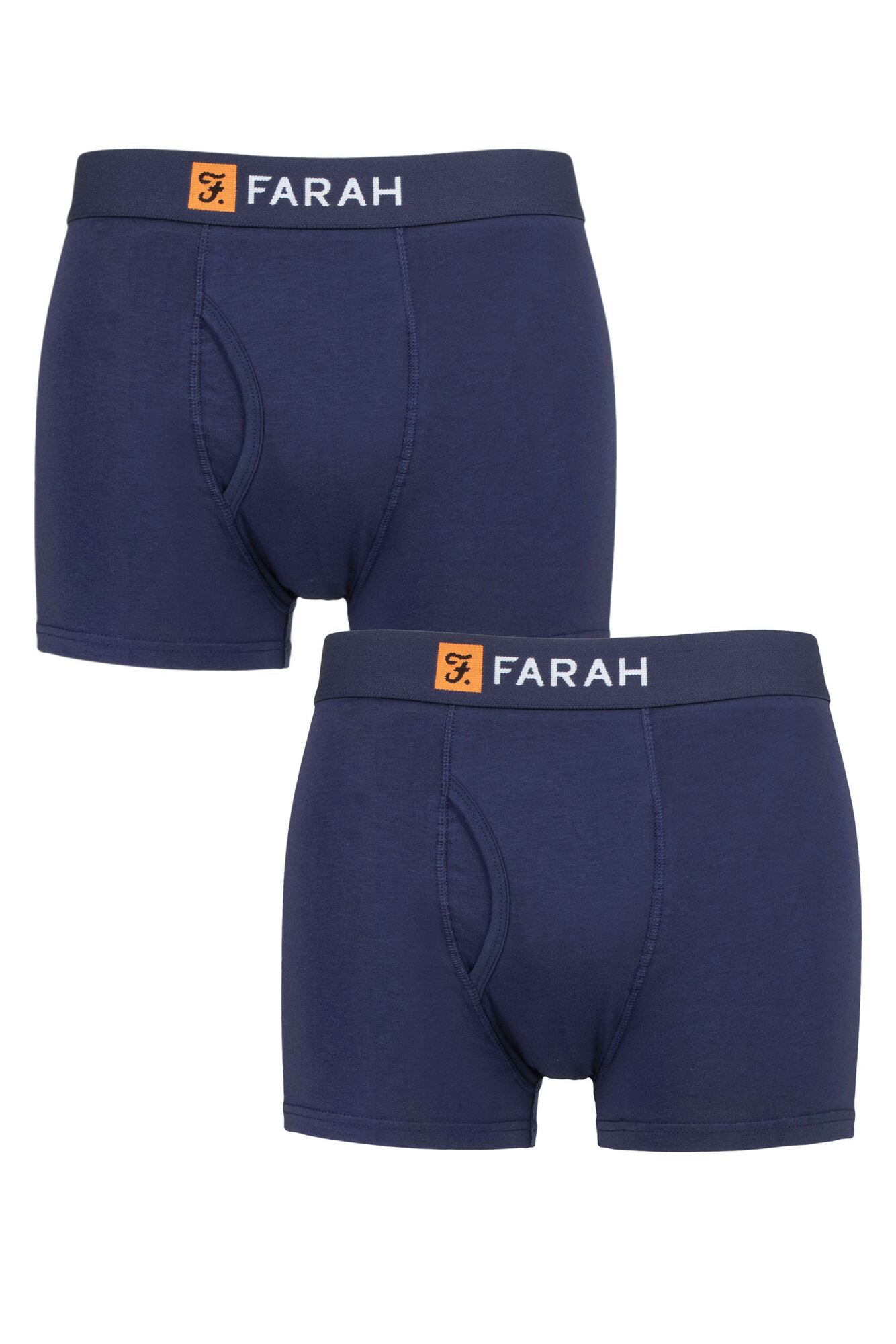 Farah Mens 2 Pack Cotton Plain Keyhole Trunks - Boxer Shorts