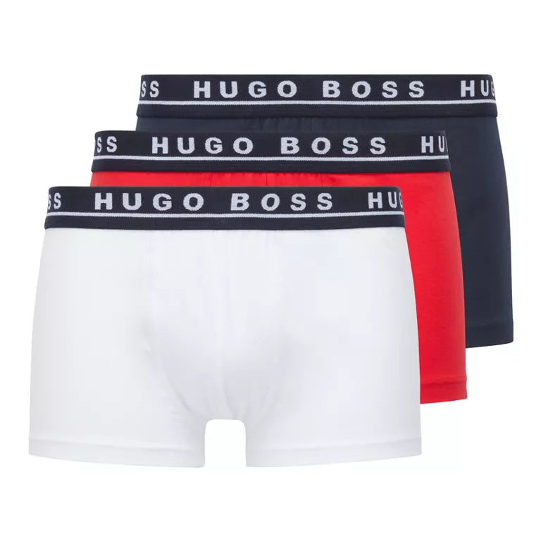 Hugo Boss Stretch Cotton Trunks, Pack of 3 - Boxer Shorts, Red/White/Blue 981