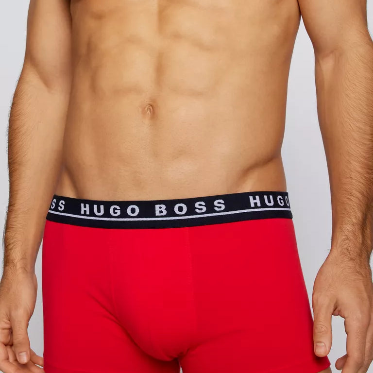 Hugo Boss Stretch Cotton Trunks, Pack of 3 - Boxer Shorts, Red/White/Blue 981