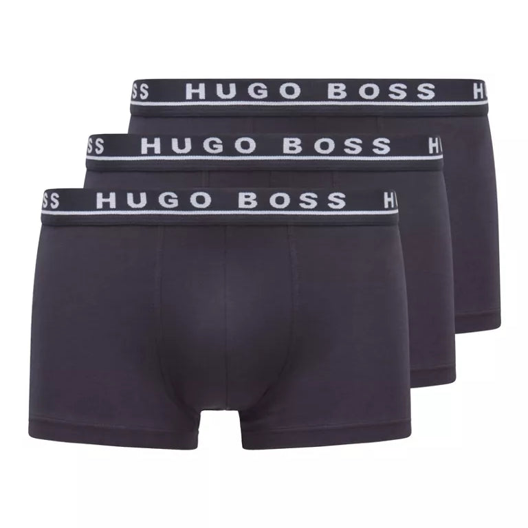 Hugo Boss Stretch Cotton Boxer Trunks, Pack of 3 - Dark Blue