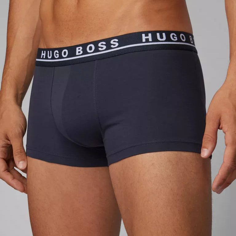 Hugo Boss Stretch Cotton Boxer Trunks, Pack of 3 - Dark Blue