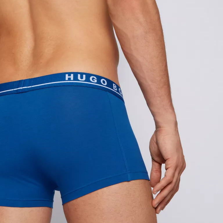 Hugo Boss Stretch Cotton Boxer Trunks, Pack of 3 - Black / Anthracite / Blue