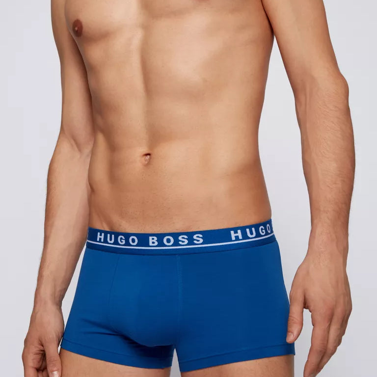Hugo Boss Stretch Cotton Boxer Trunks, Pack of 3 - Black / Anthracite / Blue