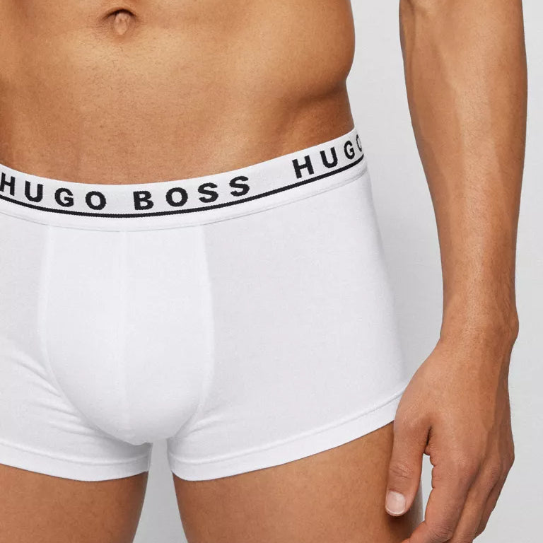 HUGO BOSS Stretch Cotton Boxer Trunks, Pack of 3 - ( Black / White / Grey )
