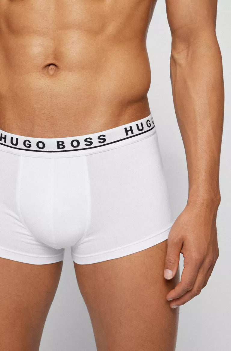 HUGO BOSS Stretch Cotton Boxer Trunks, Pack of 3 - ( Black / White / Grey )