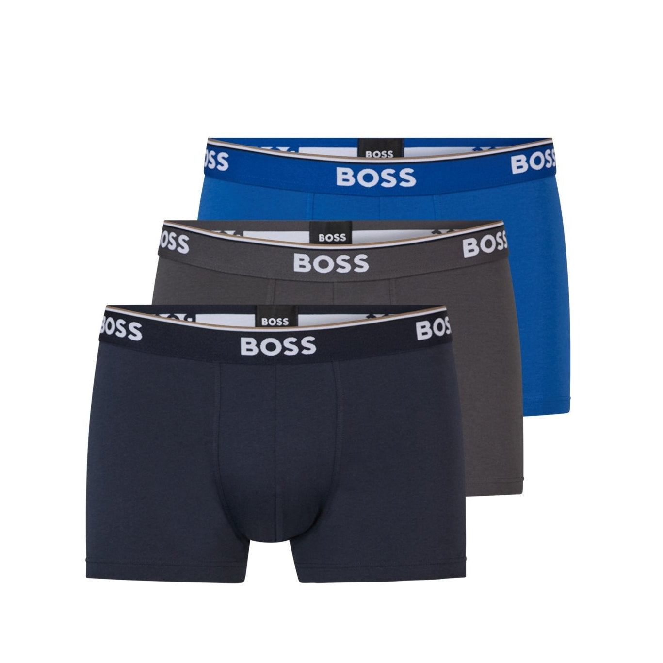 Boss - 3 Pack of Stretch Cotton Trunks - Black/Grey/Blue