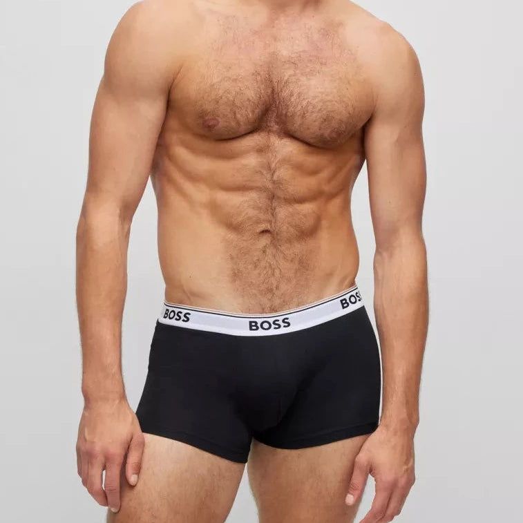 BOSS Men's Cotton Stretch Trunks 3-Pack – 3P Power Black (50475274-994)