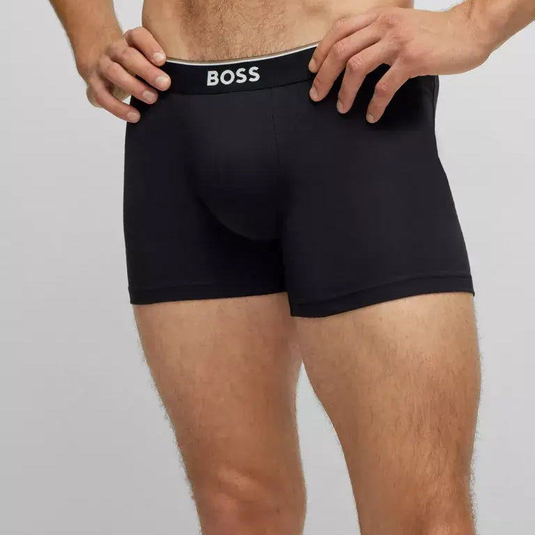 Boss - 3 Pack of Stretch Cotton Boxer Briefs Logo Waistbands - Black