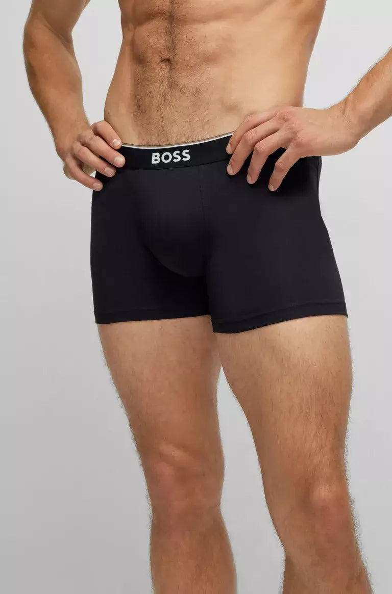 Boss - 3 Pack of Stretch Cotton Boxer Briefs Logo Waistbands - Black