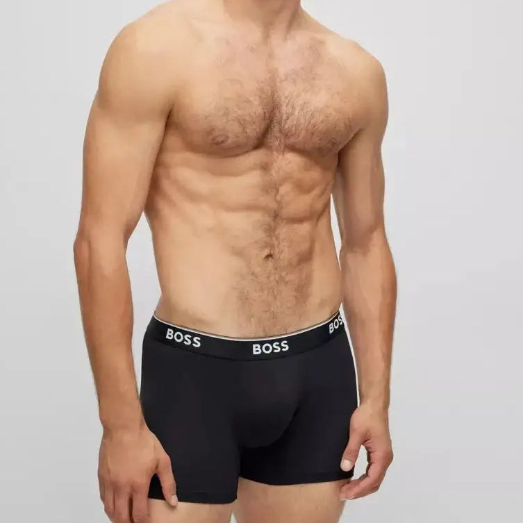 Boss - 3 Pack of Stretch Cotton Boxer Briefs Logo Waistbands - Black