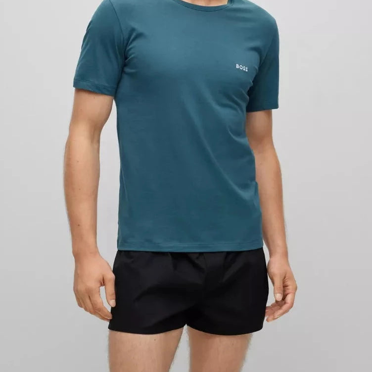 Boss 3 Pack of Crew Neck T-Shirts In Cotton Jersey - Black, Blue, Green
