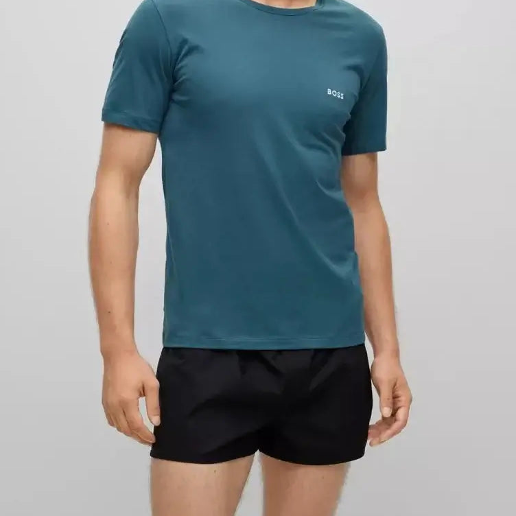 Boss 3 Pack of Crew Neck T-Shirts In Cotton Jersey - Black, Blue, Green