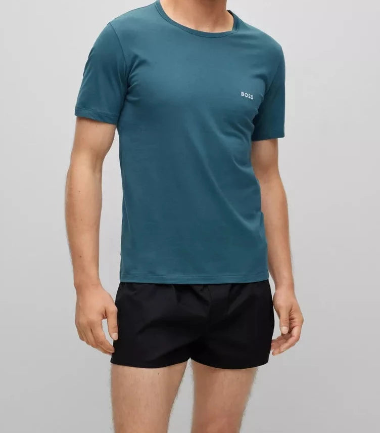 Boss 3 Pack of Crew Neck T-Shirts In Cotton Jersey - Black, Blue, Green