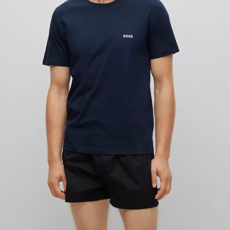 Boss 3 Pack of Crew Neck T-Shirts In Cotton Jersey - Black, Blue, Green