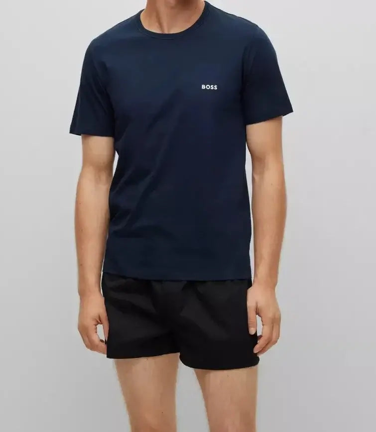 Boss 3 Pack of Crew Neck T-Shirts In Cotton Jersey - Black, Blue, Green