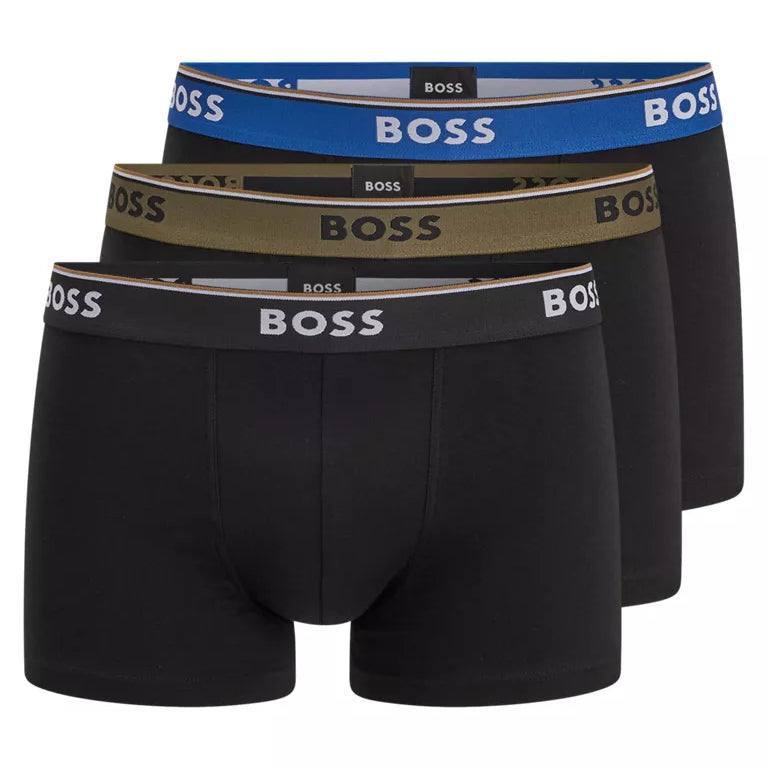 Boss - 3 Pack of Stretch Cotton Trunks with Logo Waistbands - Patterned