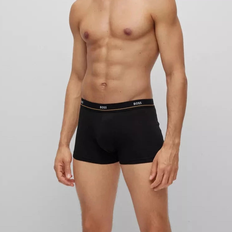 Boss Cotton Stretch 5 Pack Trunks with Logo Waistbands - Black / White / Red