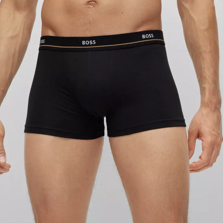 Boss Cotton Stretch 5 Pack Trunks with Logo Waistbands - Black / White / Red