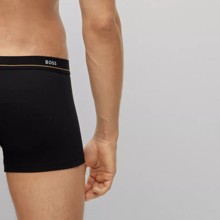 Boss Cotton Stretch 5 Pack Trunks with Logo Waistbands - Black / White / Red