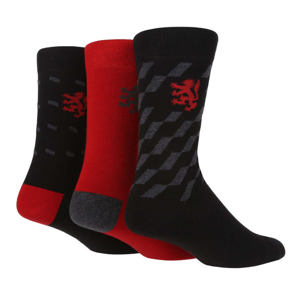 Pringle 3 Pack Cotton Jacquard Men's Fashion Socks - L7007MBLK