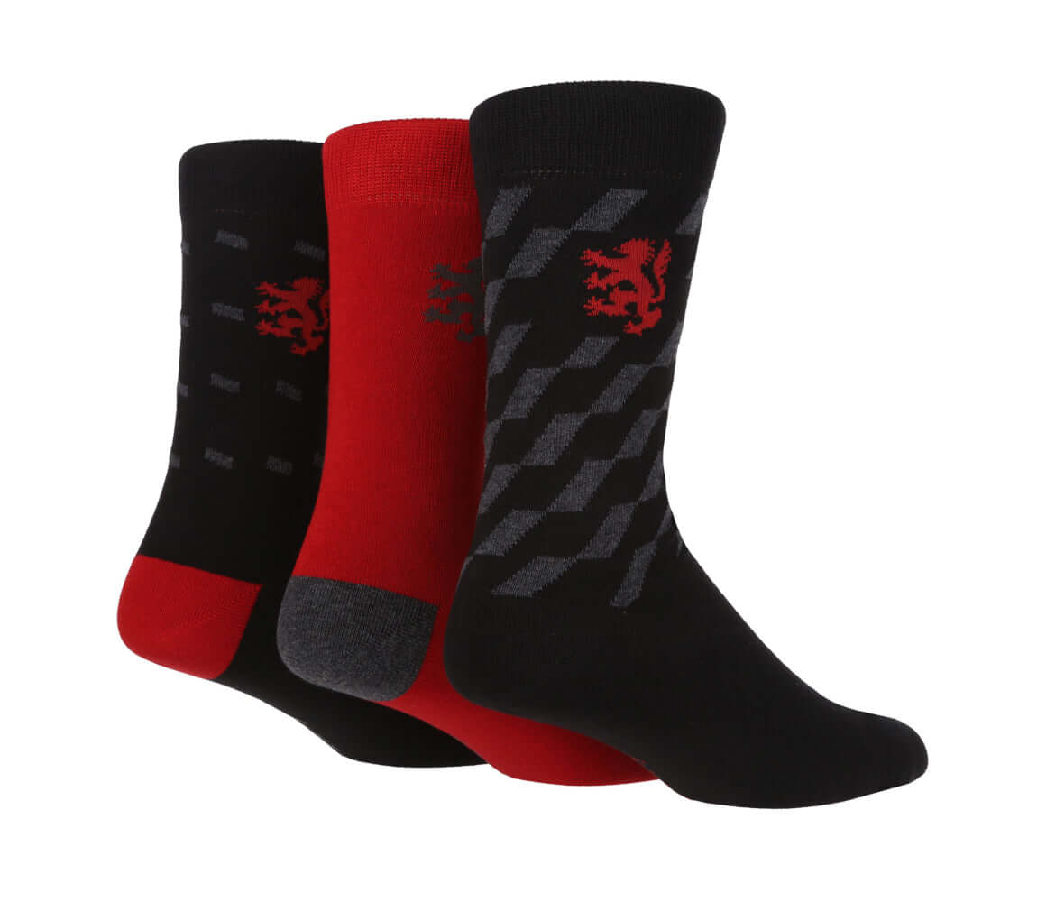 Pringle 3 Pack Cotton Jacquard Men's Fashion Socks - L7007MBLK