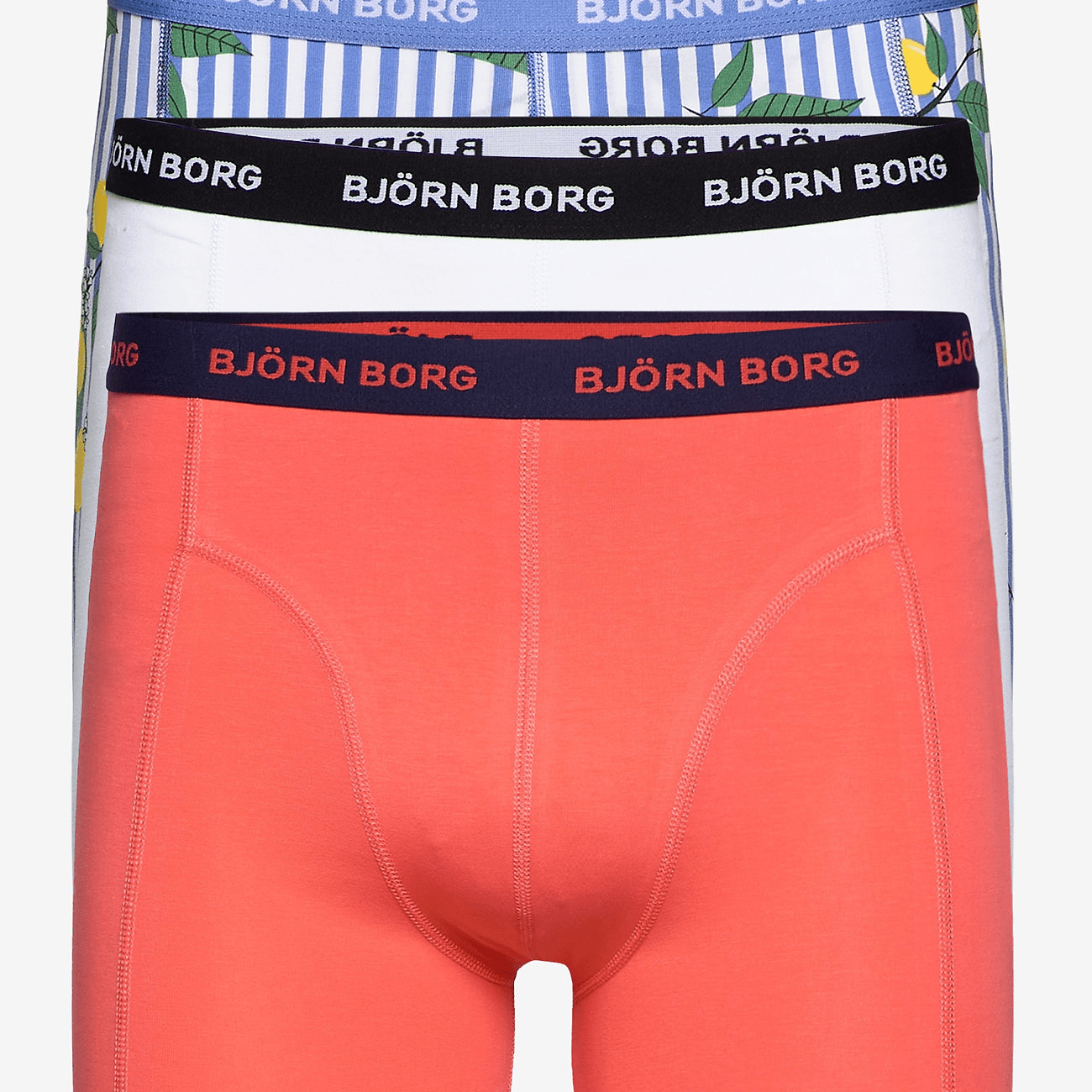 Björn Borg Men's Boxers - Sammy Lemonstripe (Blue, Orange, White)