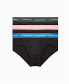 Calvin Klein 3 Pack Hip Briefs - Black with Coloured Waistband ( Pomello / Duffle Bag / Temp )