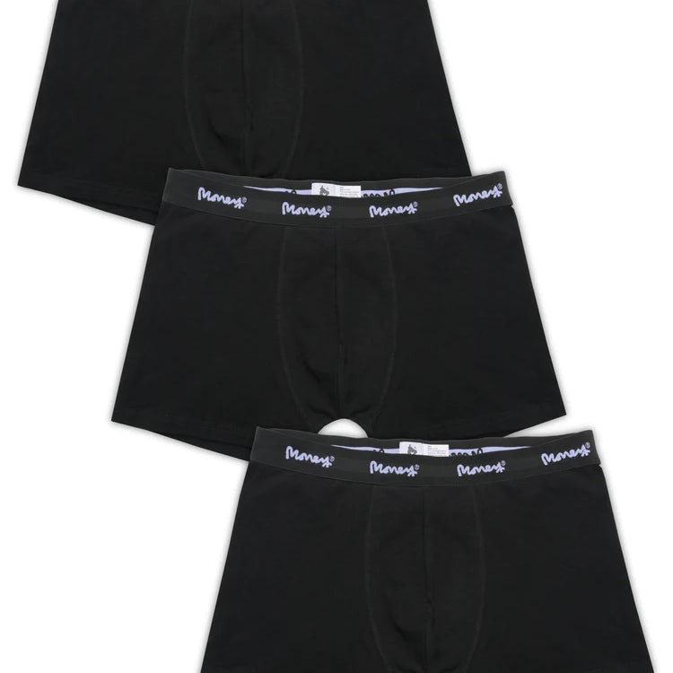 Money Clothing Cotton Stretch Boxer Short - Triple Black Trunks
