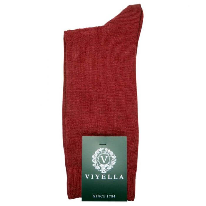 Viyella Men’s Short Merino Wool Socks – Ribbed, Hand Linked Toe, Wine UK 6-11