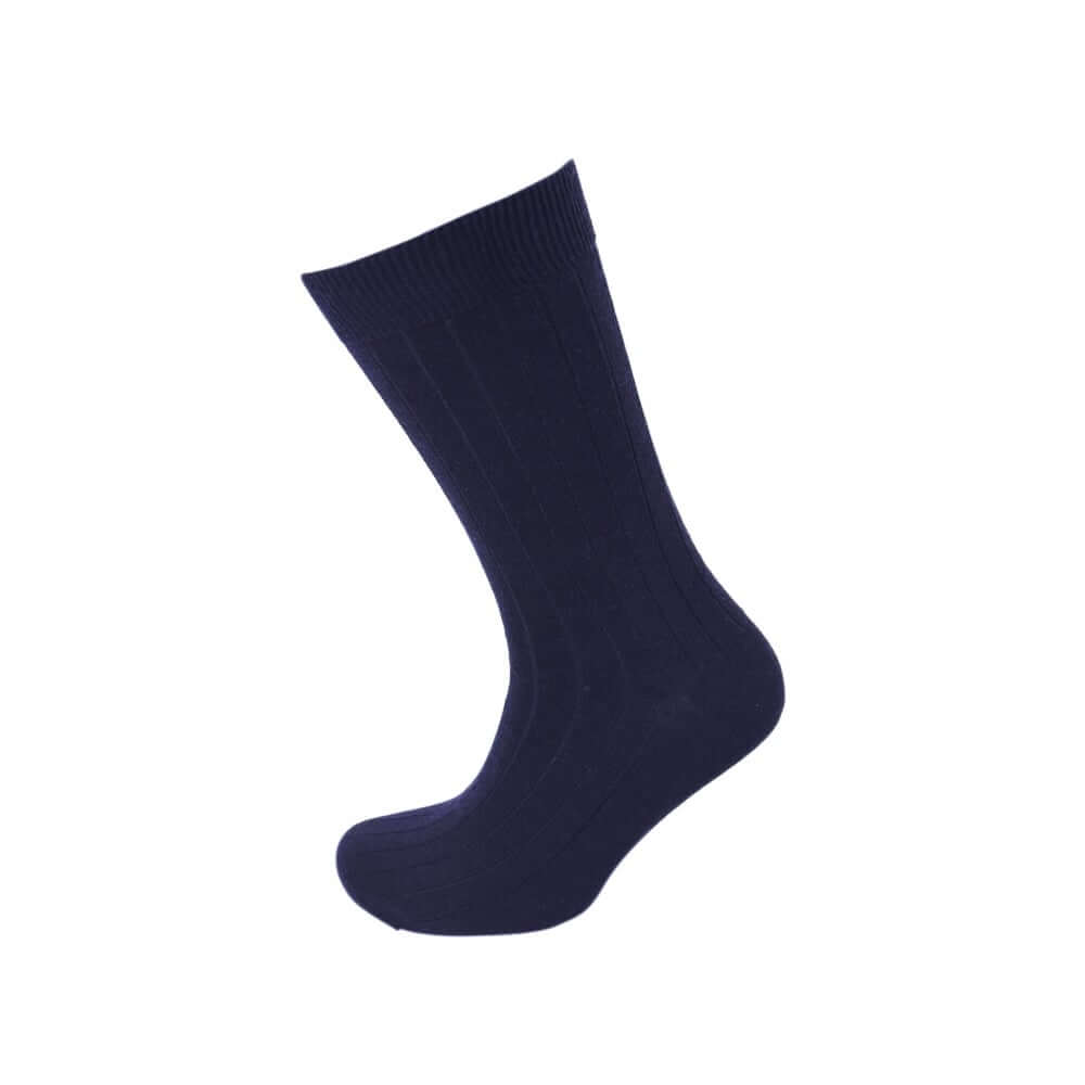 Viyella Men’s Short Merino Wool Socks – Ribbed, Hand Linked Toe, Navy
