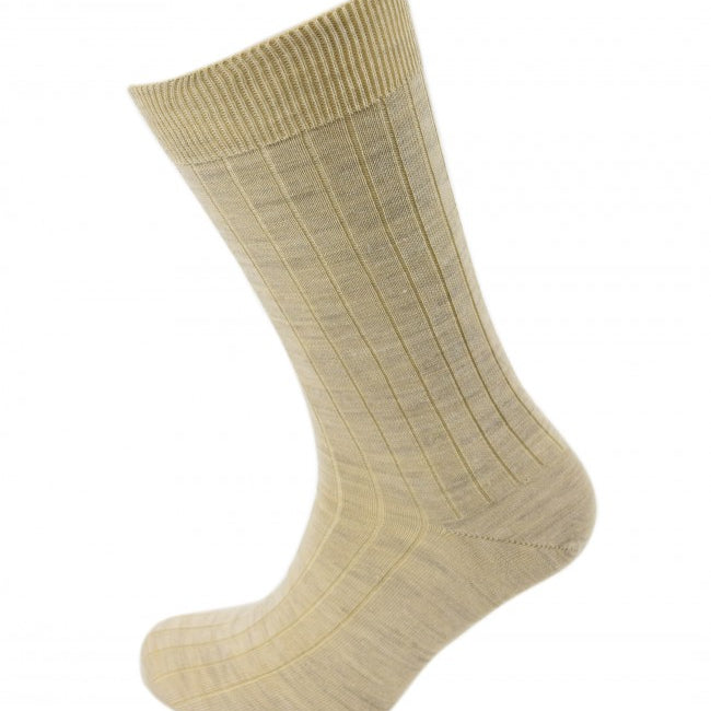 Viyella Men’s Short Merino Wool Socks – Ribbed, Hand Linked Toe, Natural