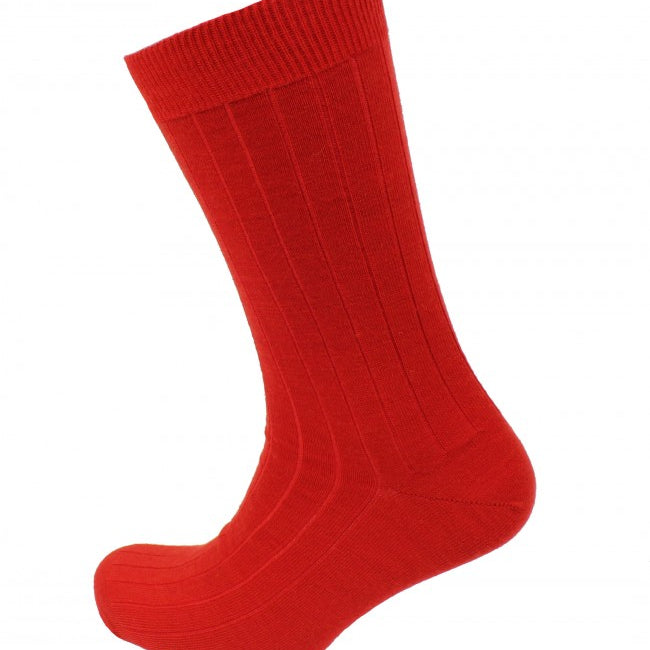 Viyella Men’s Short Merino Wool Socks – Ribbed, Hand Linked Toe, Poppy Red UK 6-11