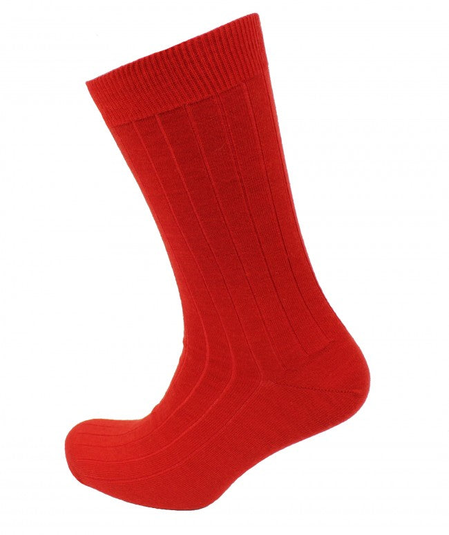 Viyella Men’s Short Merino Wool Socks – Ribbed, Hand Linked Toe, Poppy Red UK 6-11