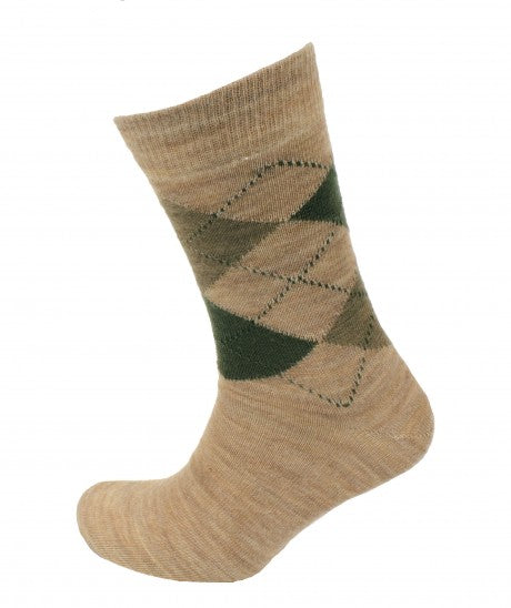 Viyella Men’s Argyle Wool Socks – Made in England – Beige