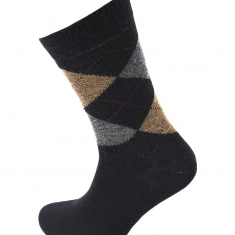 Viyella Men’s Argyle Wool Socks – Made in England – Black
