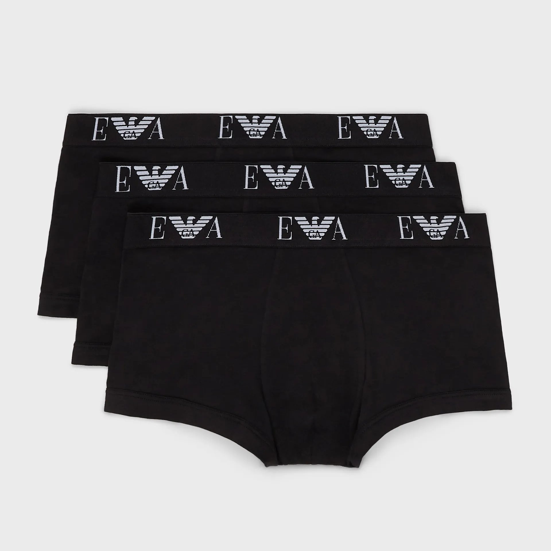 Emporio Armani 3 Pack Trunk - Stretch Cotton with Core Logo - Black