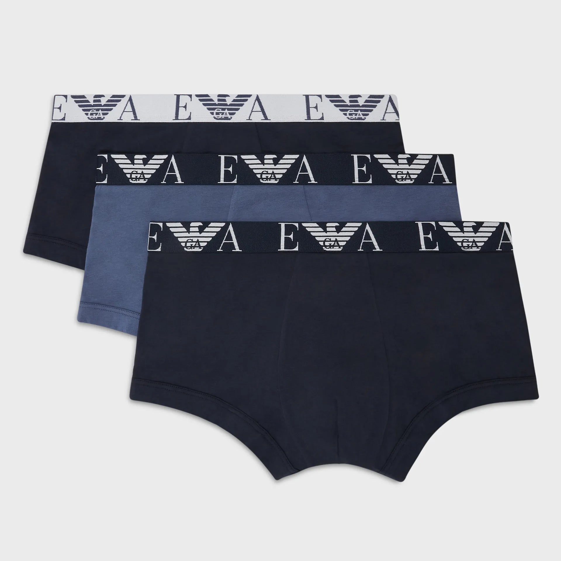Emporio Armani 3 Pack Trunk - Stretch Cotton with Core Logo - Navy blue