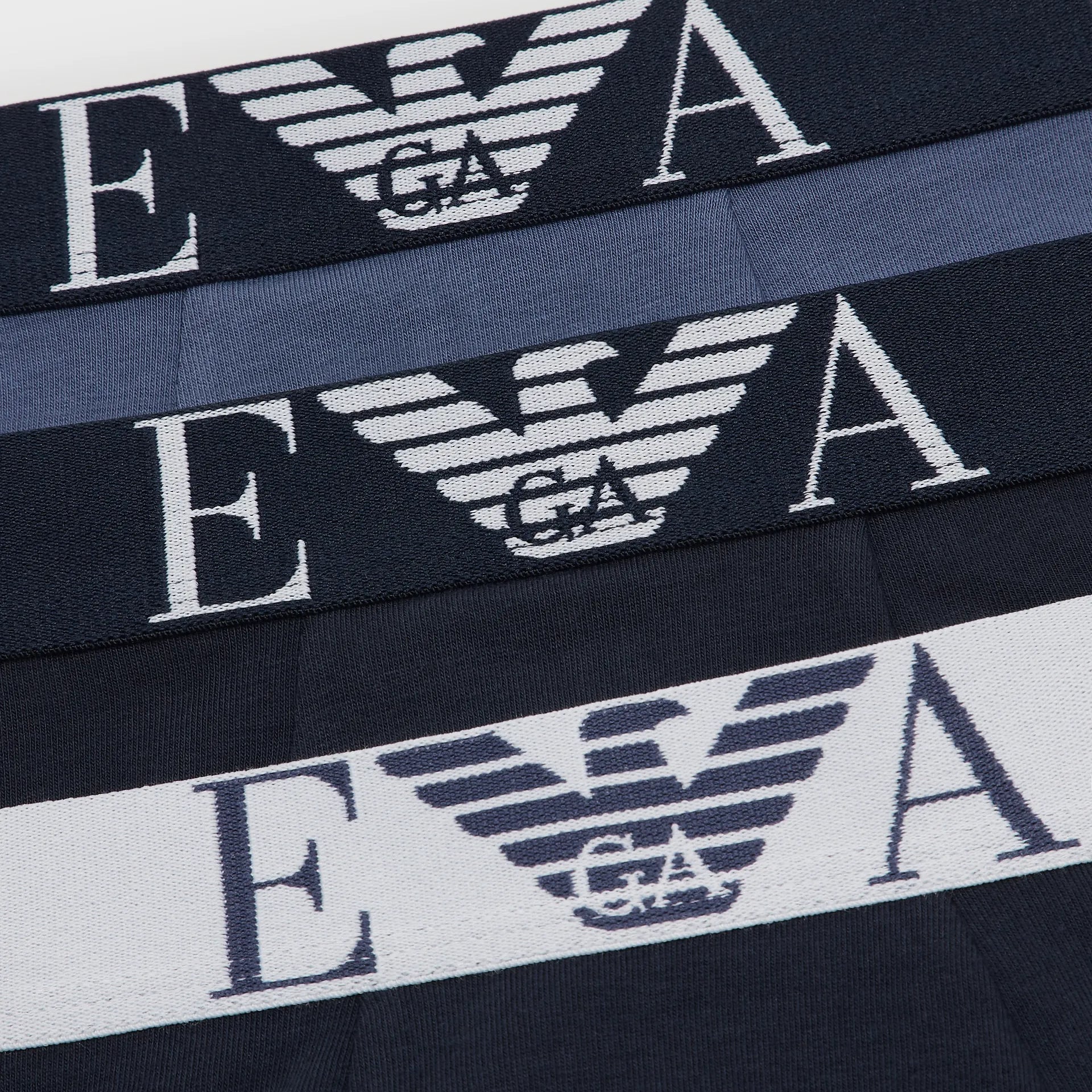 Emporio Armani 3 Pack Trunk - Stretch Cotton with Core Logo - Navy blue