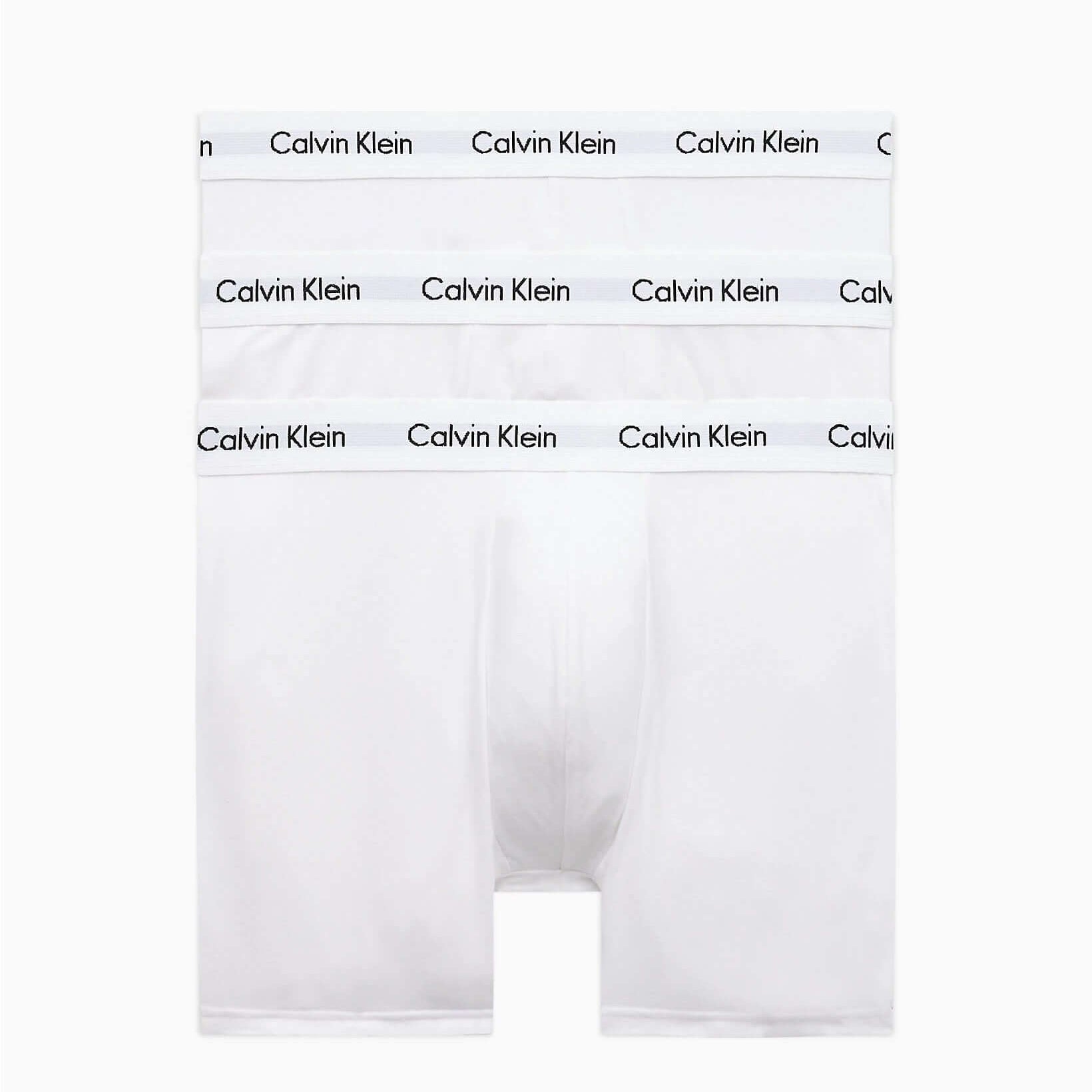 Calvin Klein 3 Pack Cotton Stretch - Longer Leg Boxer Brief Shorts ( WHITE )