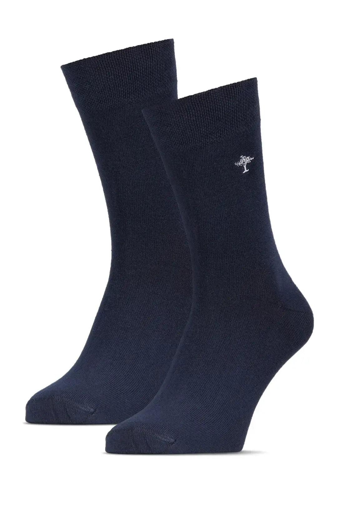 Fynch Hatton 2 Pack Cotton Socks Logo Embroidery - Navy