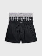 Calvin Klein 3 Pack Woven Boxers - Black/Morgan Plaid /Montague Stripe