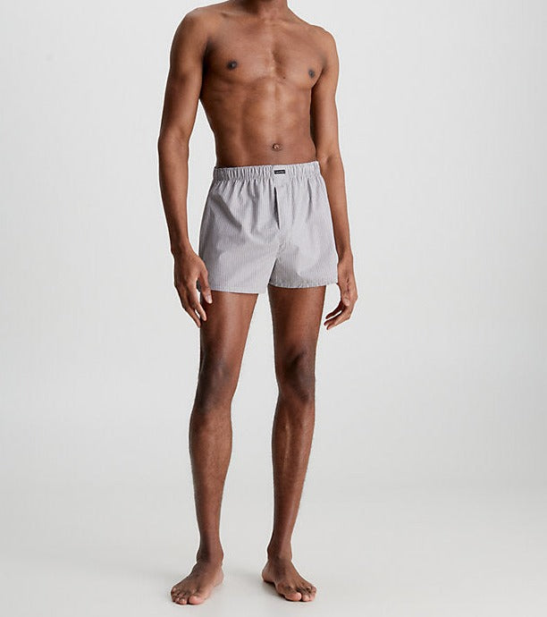 Calvin Klein 3 Pack Woven Boxers - Black/Morgan Plaid /Montague Stripe