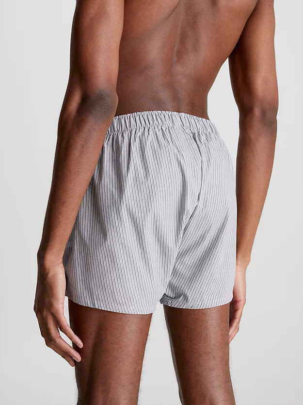 Calvin Klein 3 Pack Woven Boxers - Black/Morgan Plaid /Montague Stripe
