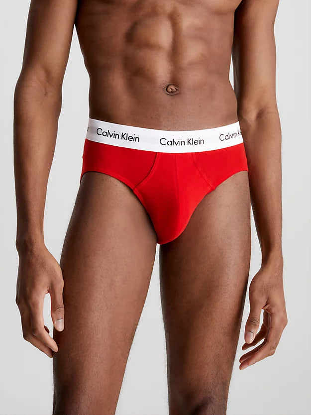 Calvin Klein 3 Pack Cotton Stretch – Hip Briefs ( White / Red / Navy )
